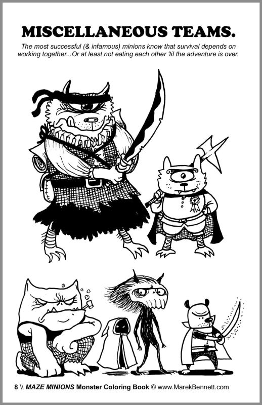 MAZE MINIONS™ Monster Coloring Book – www.MarekBennett.com